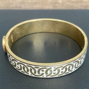 COACH White and Gold Hinged Bangle Bracelet